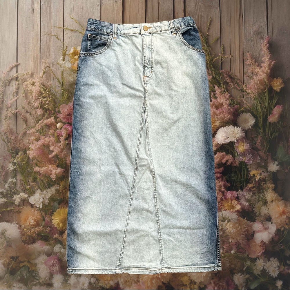 Cherokee Light Blue Denim Midi Skirt with Back Slit